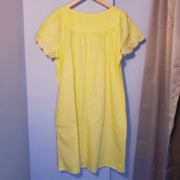 ☀️ NWOT Vintage 60s Yellow House Dress Smock L 🌼 - Picture 10 of 10